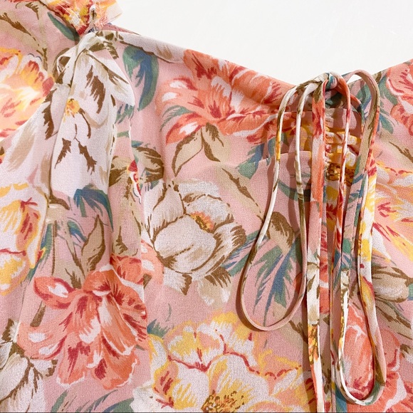 WAYF Valerie Blouson Midi Dress In Coral Floral | Size S - Picture 10 of 11